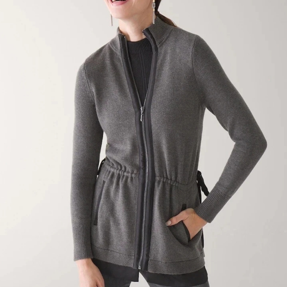 EUC White House Black Market Size Small Mixed Media Gray & Black Jacket!